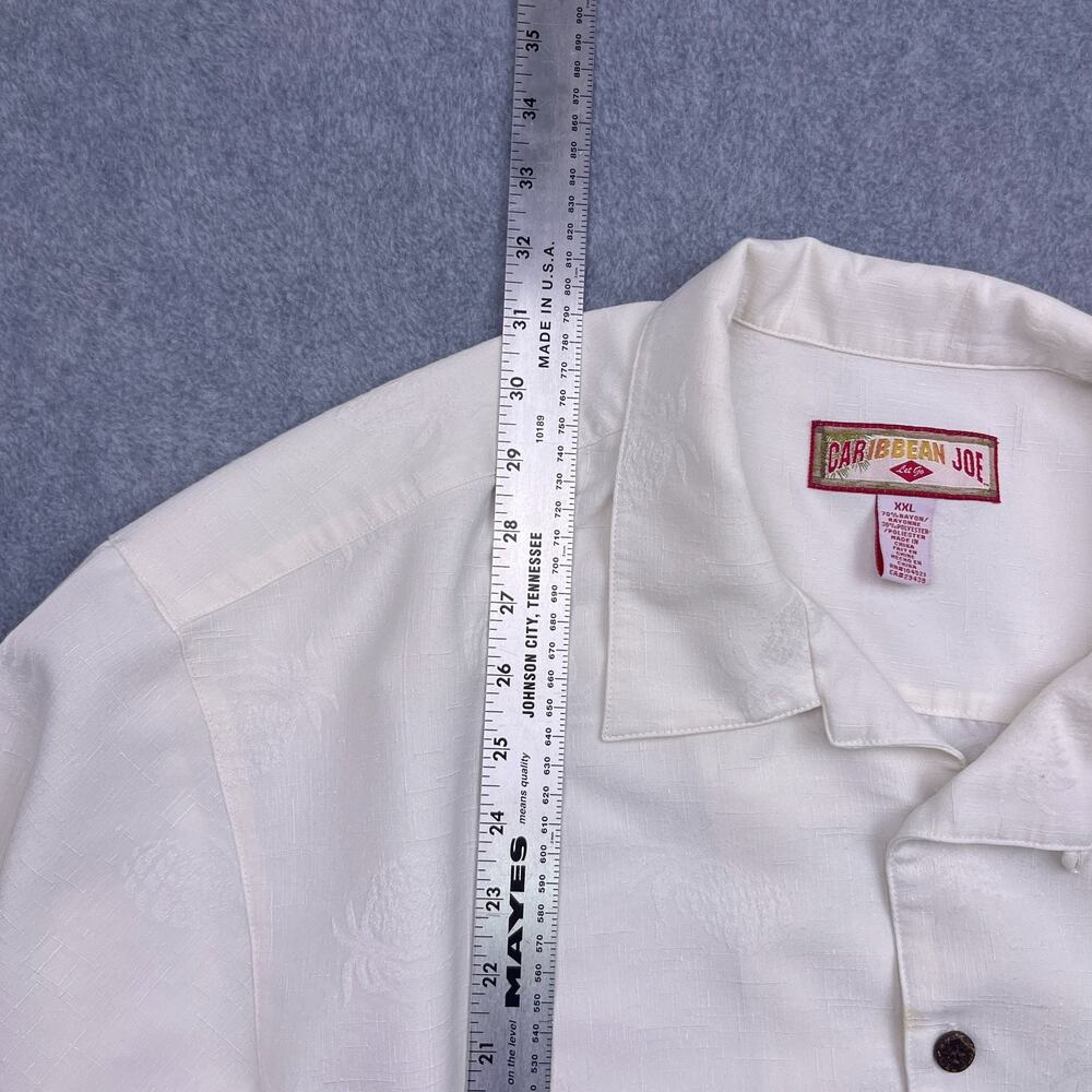 caribbean joe button-up shirt beige short sleeve mens 2xl - Picture 9 of 10